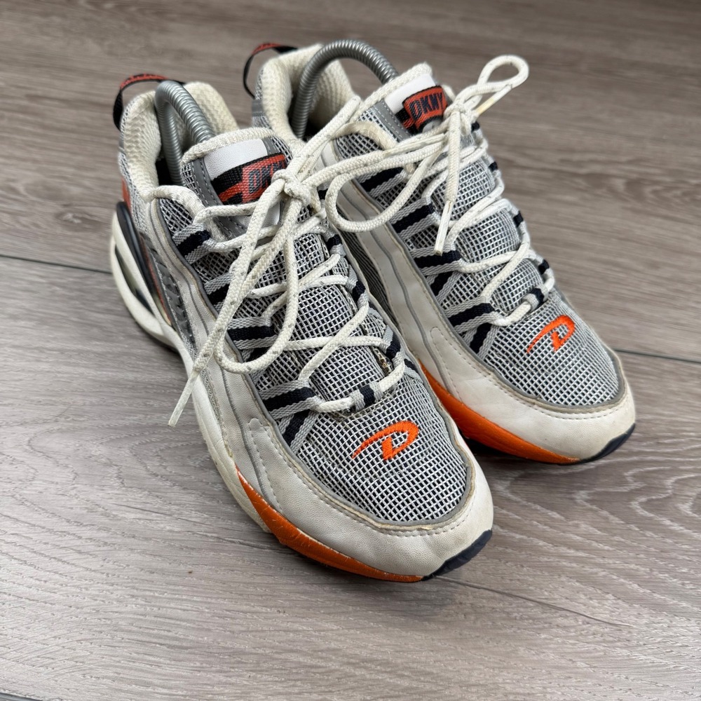 DKNY Womens Sneakers Mesh Athletic Running White Orange A387991 Size 8